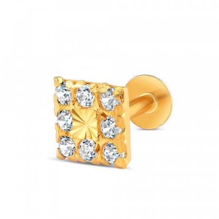 18ct Gold | CZ Stone Nose Pin Stud | 4.8mm Thick