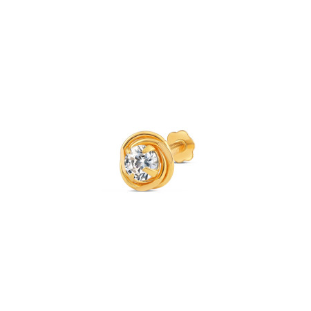 18ct Gold | Round CZ Nose Pin Stud | 4.45mm Thick