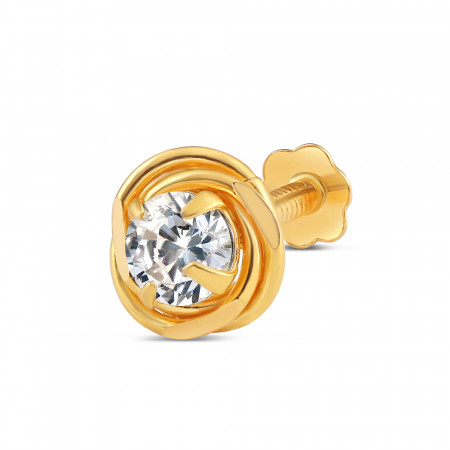 18ct Gold | Round CZ Nose Pin Stud | 4.45mm Thick