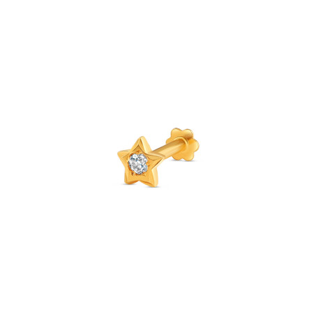 18ct Gold | Star CZ Nose Pin Stud | 3.7mm Thick