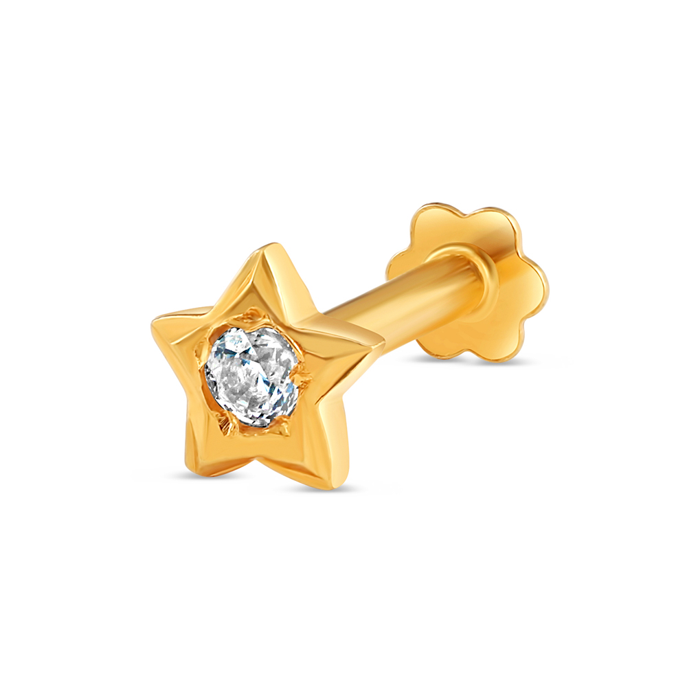 Star Shape Nose Pin Stud in 18ct Gold, PureJewels UK