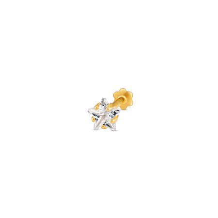 18ct Gold | Star Nose Pin Stud | 4.5mm Thick