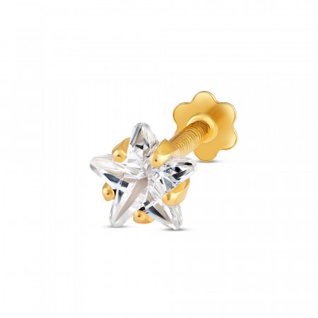 18ct Gold | Star Nose Pin Stud | 4.5mm Thick