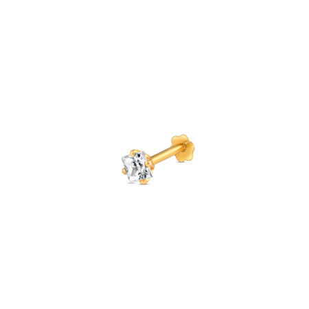 18ct Gold | CZ Stone Nose Stud | 3.7mm Thick