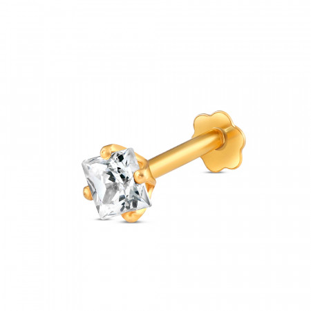 18ct Gold | CZ Stone Nose Stud | 3.7mm Thick