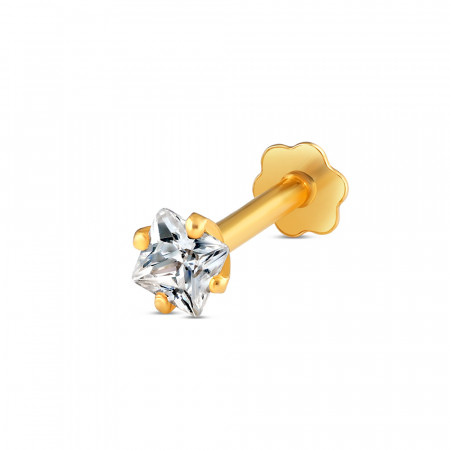 18ct Gold | CZ Stone Dainty Nose Pin Stud | 3.2mm Thick