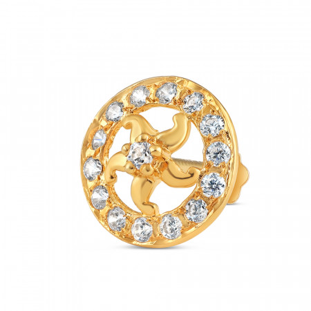 18ct Gold | Round Shape Nose Pin Stud | 9mm Thick