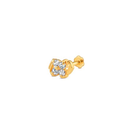18ct Gold | CZ Stone Gold Nose Pin Stud | 6.5mm Thick