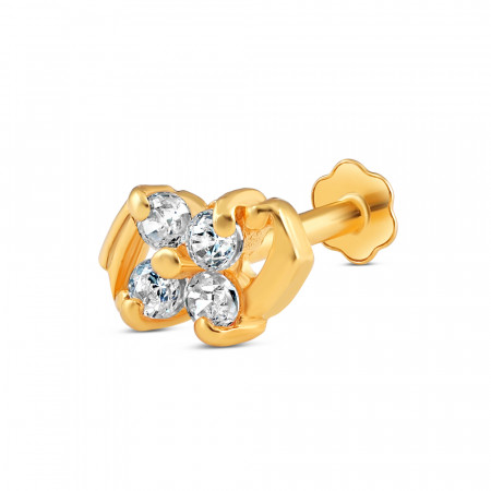 18ct Gold | CZ Stone Gold Nose Pin Stud | 6.5mm Thick