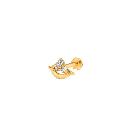 18ct Gold | Yellow Gold CZ Stone Nose Pin Stud | 6.6mm Diameter