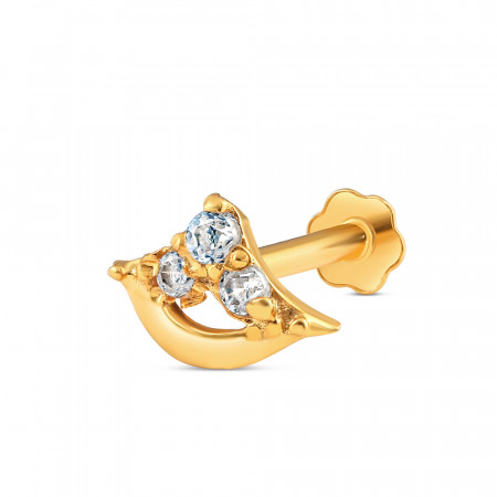 18ct Gold | Yellow Gold CZ Stone Nose Pin Stud | 6.6mm Diameter