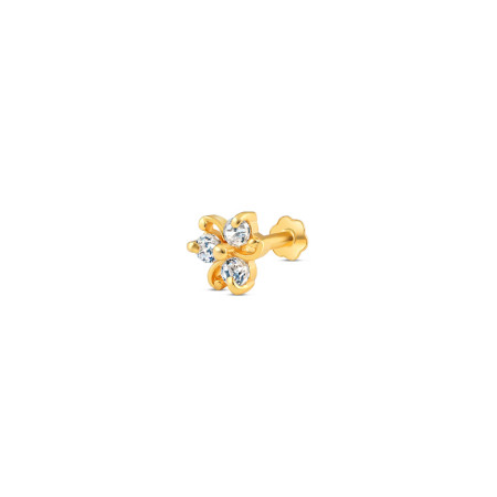 18ct Gold | Yellow Gold 3-CZ Stone Nose Pin Stud | 5.7mm Thick