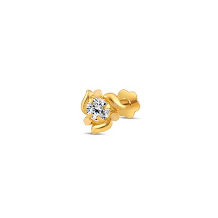 18 Carat Gold CZ Stone Nose Stud | 2.5mm Thick