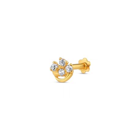 Nose Pin | 18 Carat Gold | CZ Stone | 6mm Thick