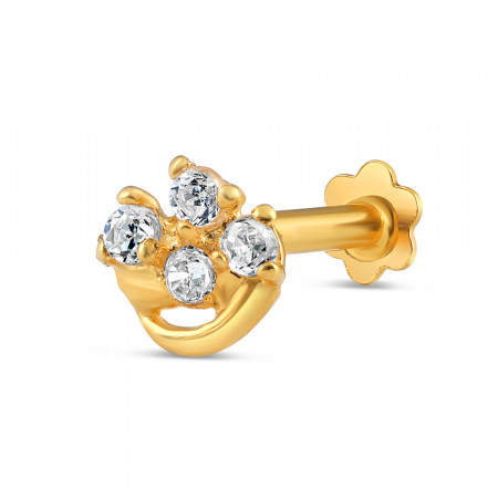Nose Pin | 18 Carat Gold | CZ Stone | 6mm Thick