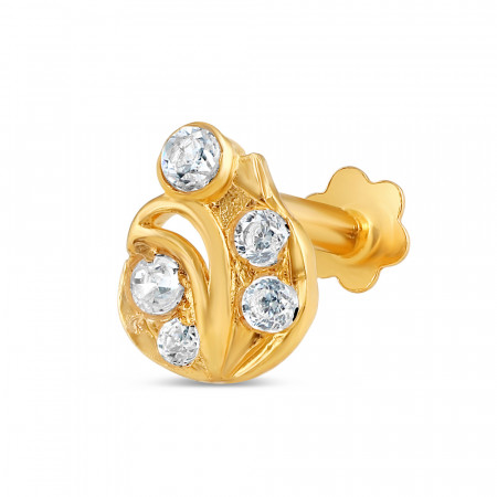 18ct Gold CZ Stone Nose Pin | 5.7mm Thick