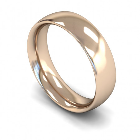 18ct Plain Rose Gold Wedding Band | 6mm wide