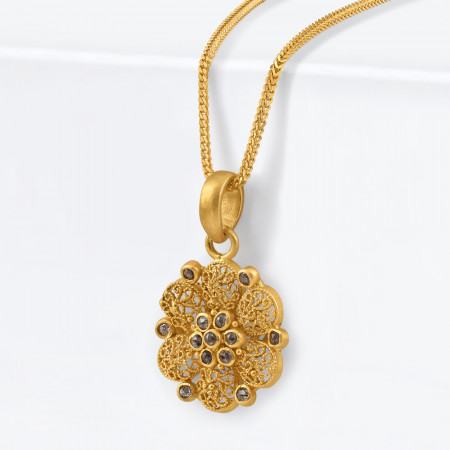 22ct Gold Pendant With Natural Diamond Polki Stones