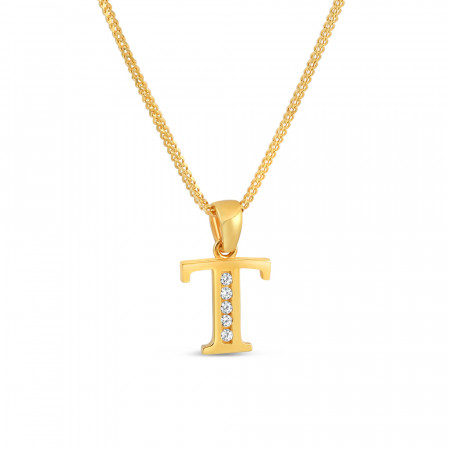 Gold Alphabet Pendant with CZ stones