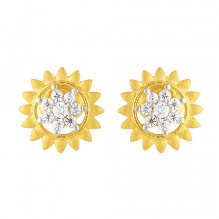 22ct Gold Stud Earrings | CZ Stone