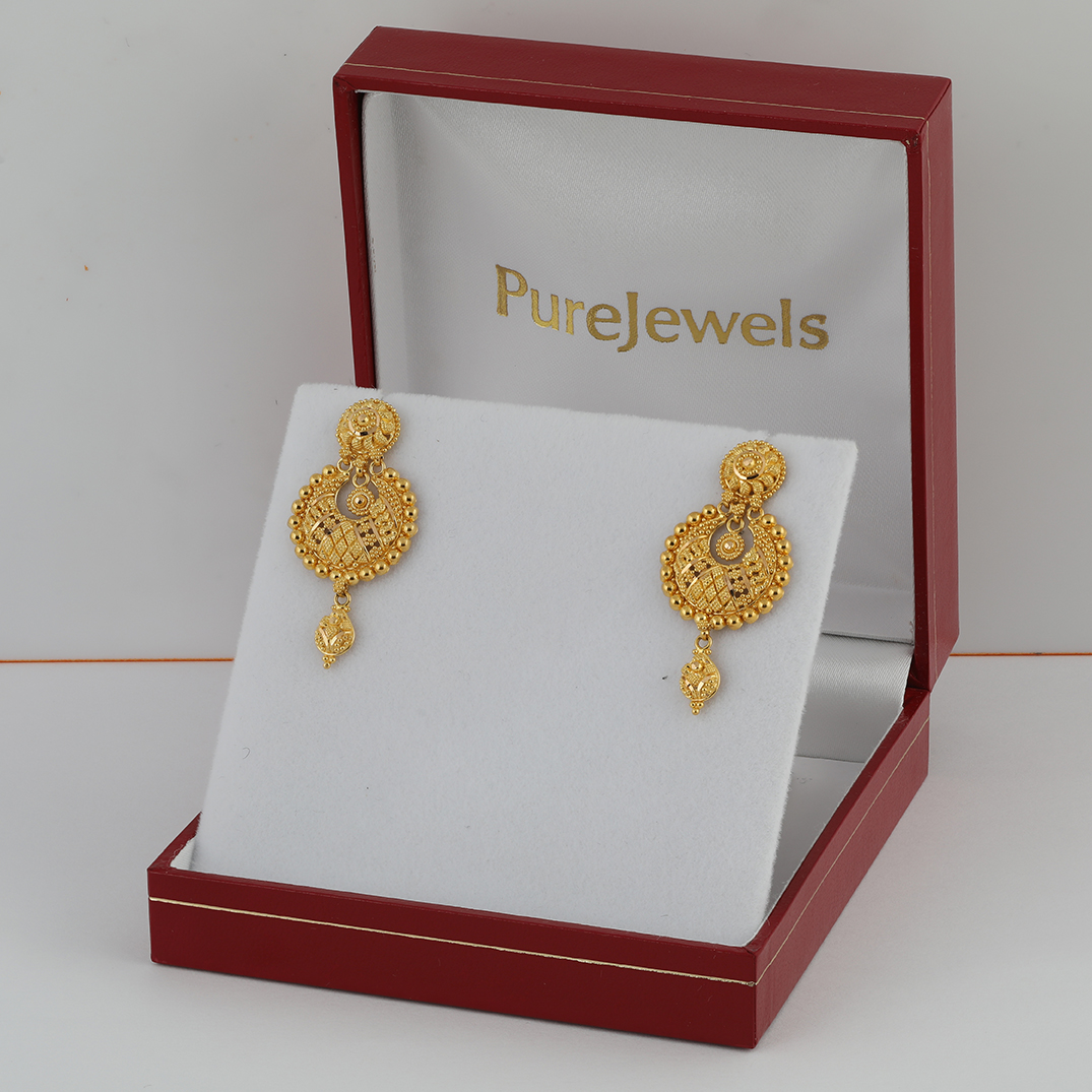 Gold Earrings - Plain Floral Design Stud Drops 01-10 - SPE GOLD - Online  Gold Jewellery Shopping Store in Poonamallee