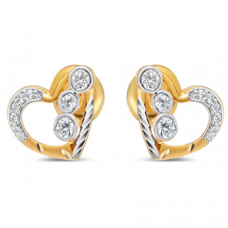 22ct Gold Heart Stud Earring | with CZ Stone