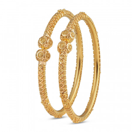 22kt Gold Ornate Kada | Jali Collection | Size 2.5