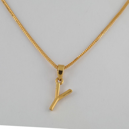 22ct Gold Fancy Y Letter Pendant | Unisex