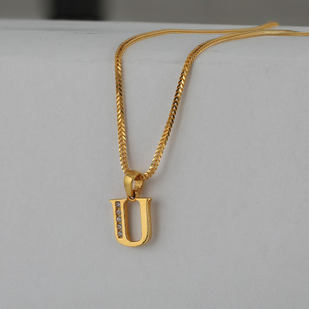 22 Carat Gold Letter U Pendant | Unisex