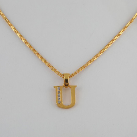22 Carat Gold Letter U Pendant | Unisex