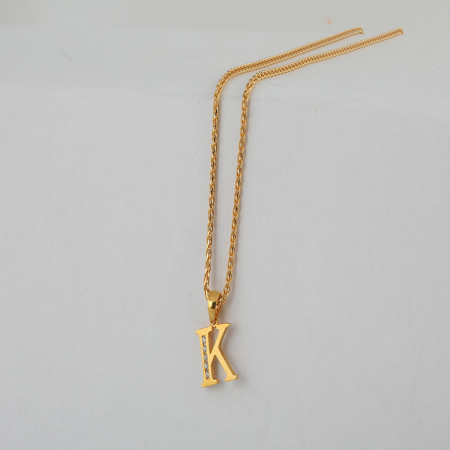 22ct Gold Initial K Pendant | CZ Stone | 10.3 mm