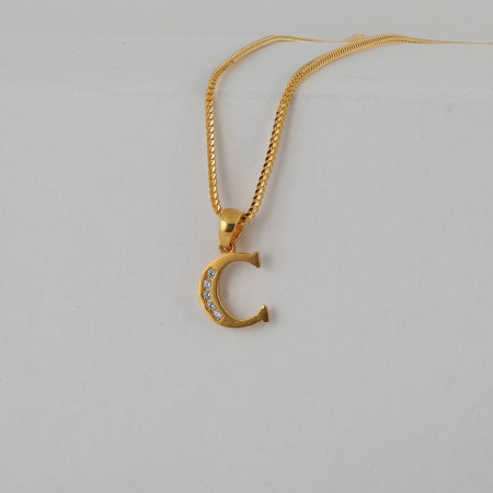 22ct Gold Initial C Pendant | Unisex
