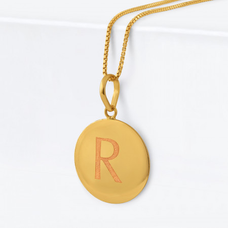 22ct Gold Initial R Pendant | Unisex