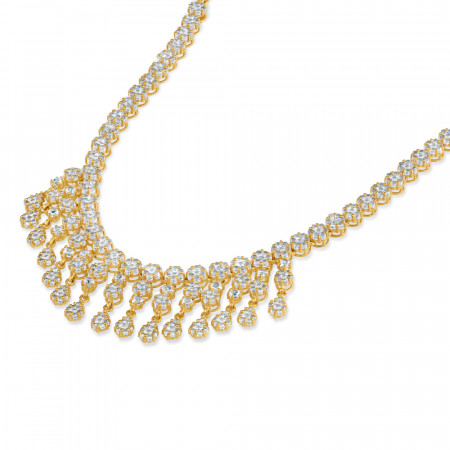 22ct Gold Synthetic Polki Stone Necklace | 16 Inch 22ct Gold Synthetic Polki Stone Necklace | 16 Inch