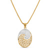 22ct Gold Oval Pendant | Rhodium Finish