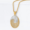 22ct Gold Oval Pendant | Rhodium Finish