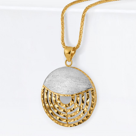 22ct Gold Circle Pendant | Rhodium Finish