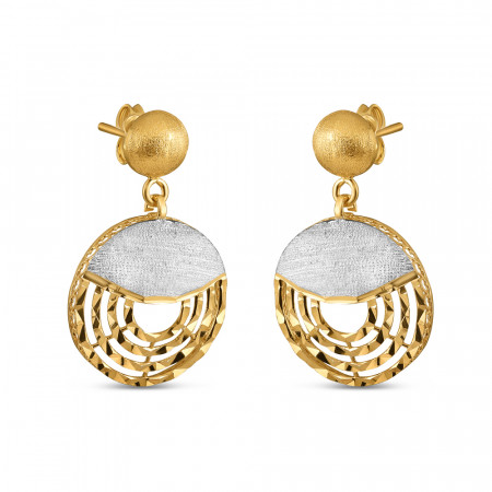 22ct Gold Round Drop Earrings | Rhodium Finish
