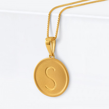 22ct Gold Initial S Unisex Pendant