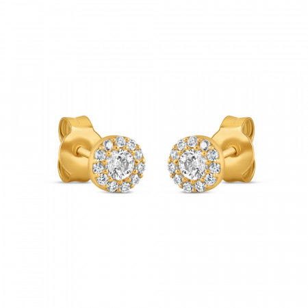 22ct Gold Petite Round Earrings With CZ Stone