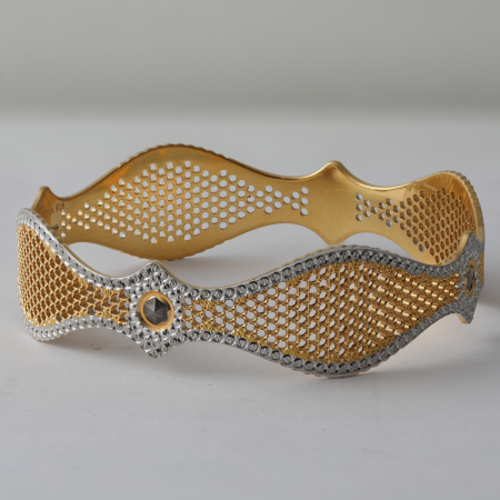 22ct Gold Fancy Kada for Ladies | Rhodium Finish