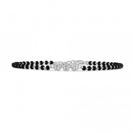 18kt White Gold Diamond Bracelet with Black Beads