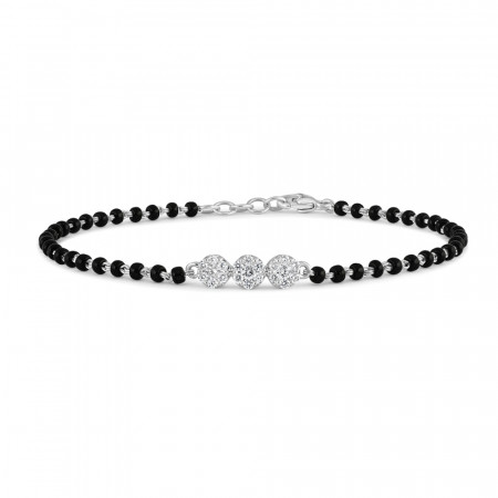 18kt White Gold Diamond Bracelet with Black Beads