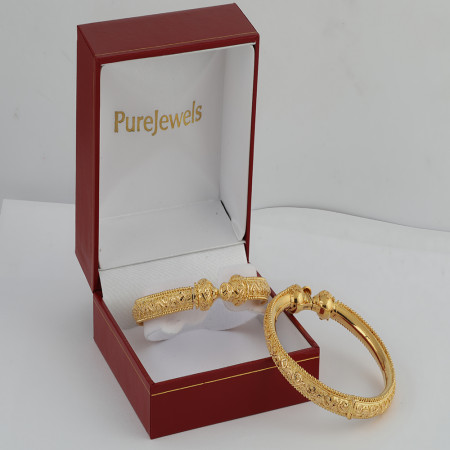 22kt Gold Ladies Ornate Kada | Jali Collection | Size 2.5