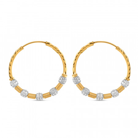 22 ct Gold Fancy Hoop Earrings | Rhodium Finish