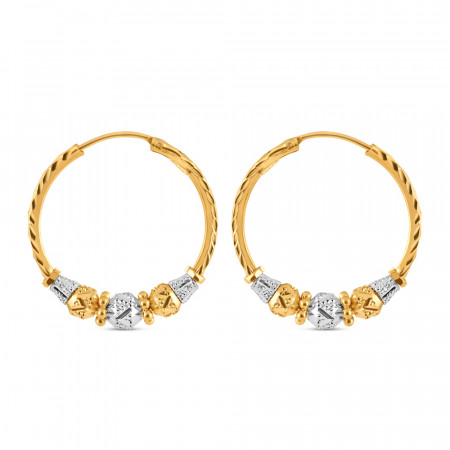 22ct Gold Hoop Earrings | Rhodium Finish