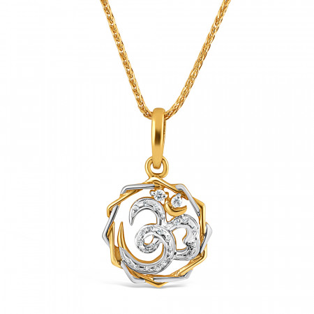 22ct Gold OM Pendant | Rhodium Finish