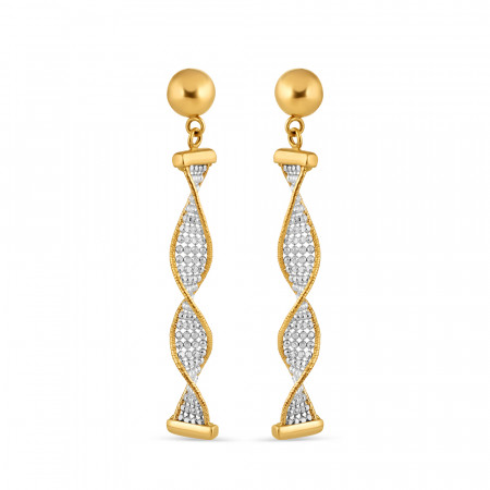 22ct Gold Twist Earring For Ladies | Rhodium Finish