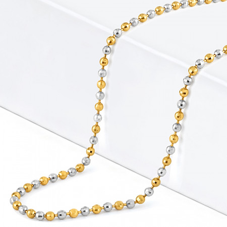 22ct Gold Bead Chain for Ladies | 16 Inches | 2.2mm | Rhodium Finish