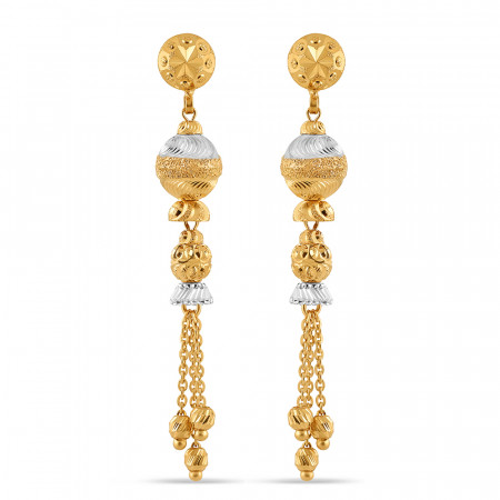 22ct Gold Drop Earring For Ladies | Rhodium Finish